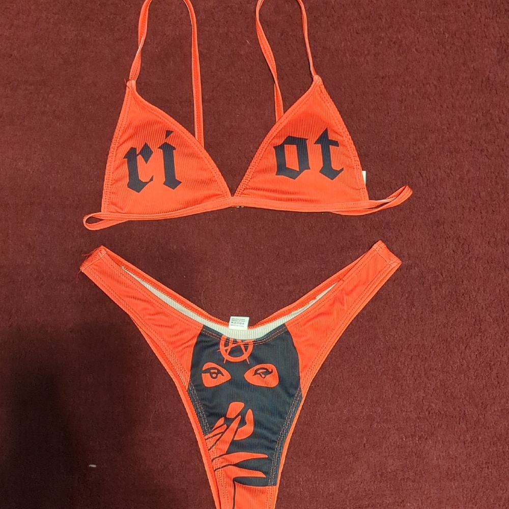 Red Bikini Set with Graphic Design